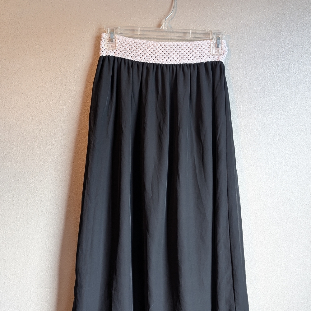 Rue21 Black Maxi Skirt with White Waistband